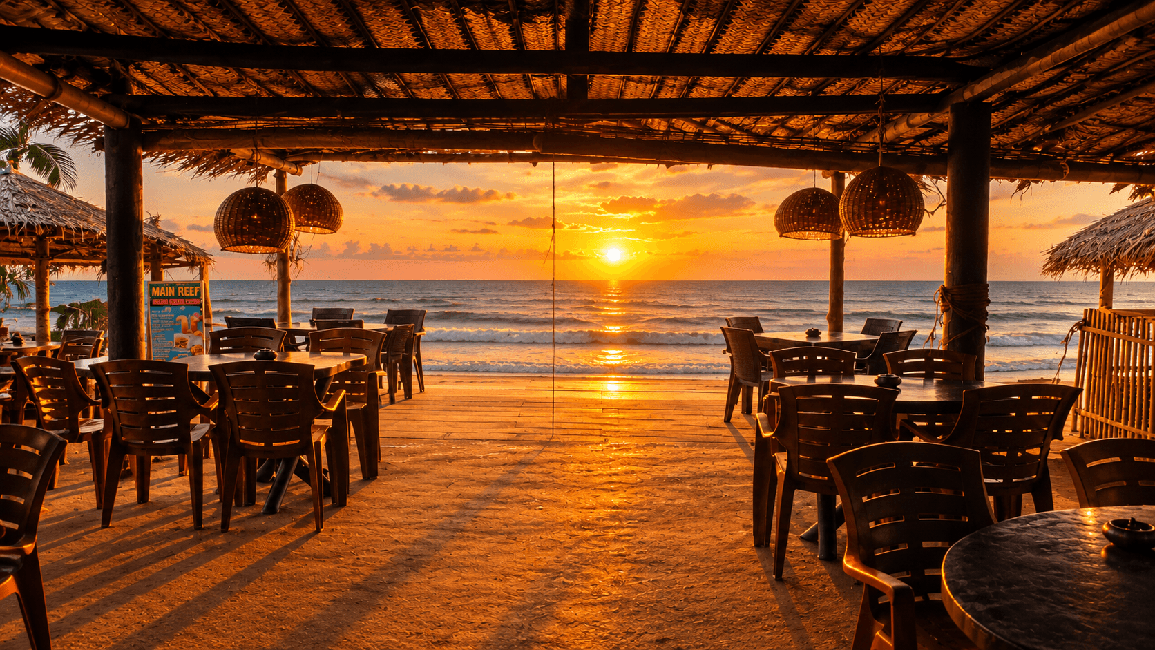 Beachfront dining at Main Reef on Wewala Beach, Hikkaduwa