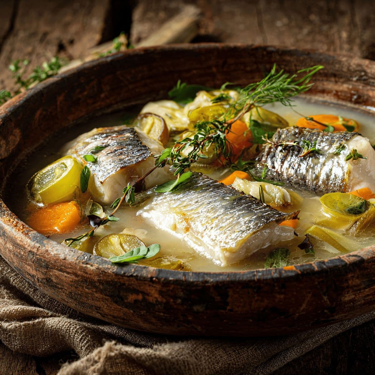 Boiled Fish with Boiled Vegetables
